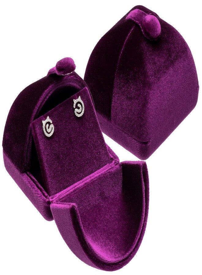 Giftop Velvet Stud Earring Gift Box Jewelry Storage Case Holder for Women Men (Purple) - Image 1